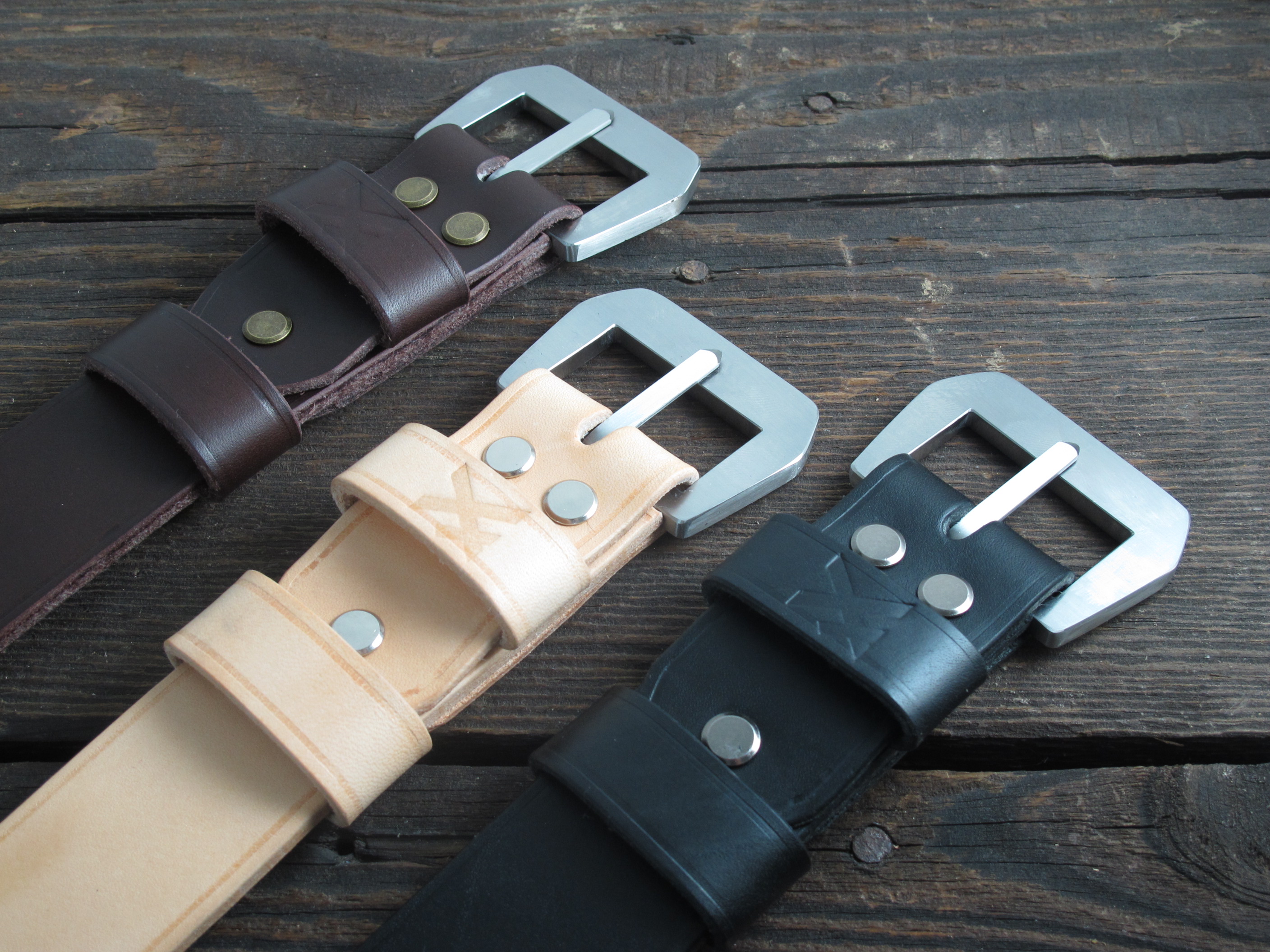 Handmade jeans belt with GPF style buckle