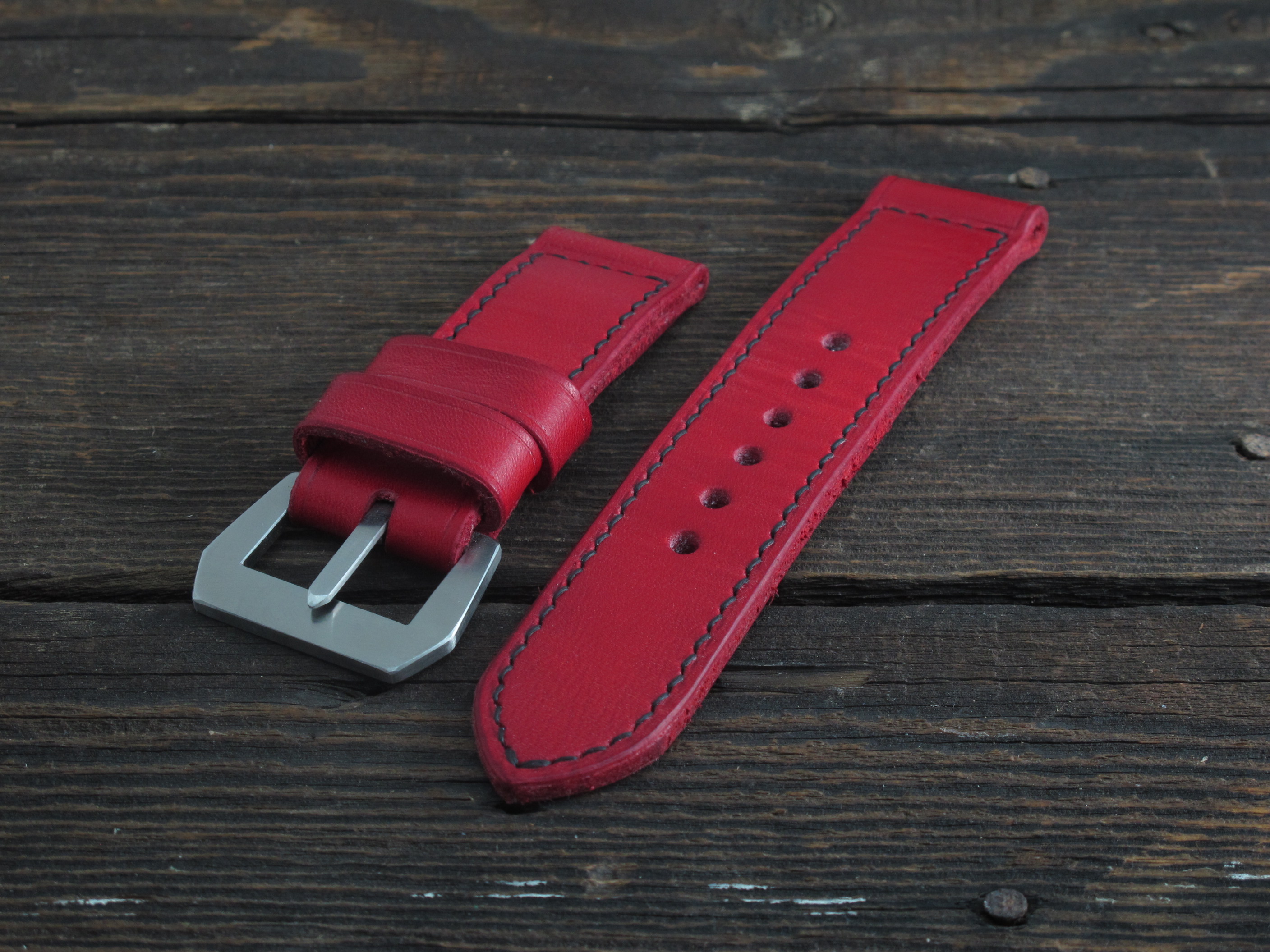 "Red II" handmade leather strap - Image 2