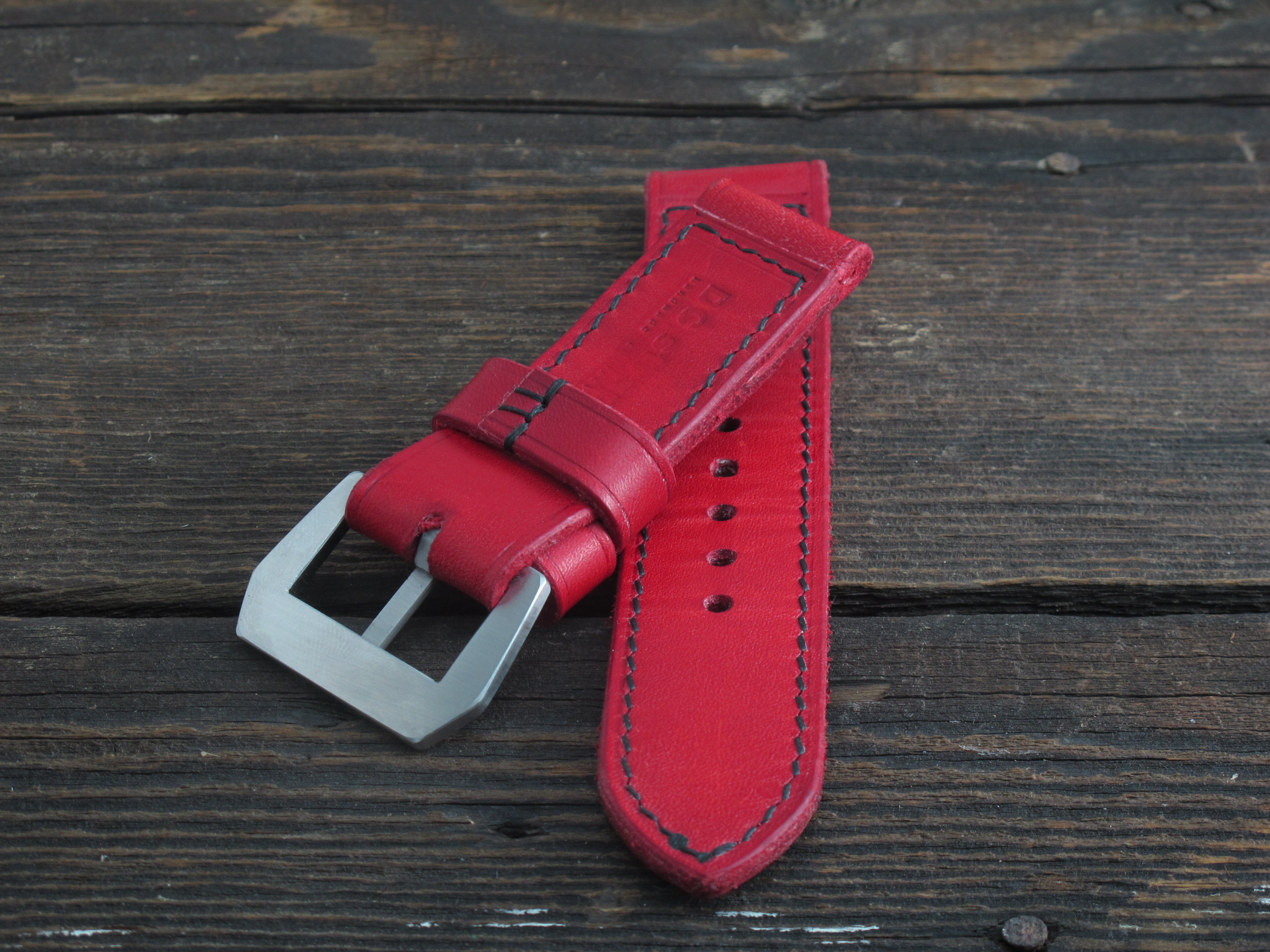 "Red II" handmade leather strap - Image 4