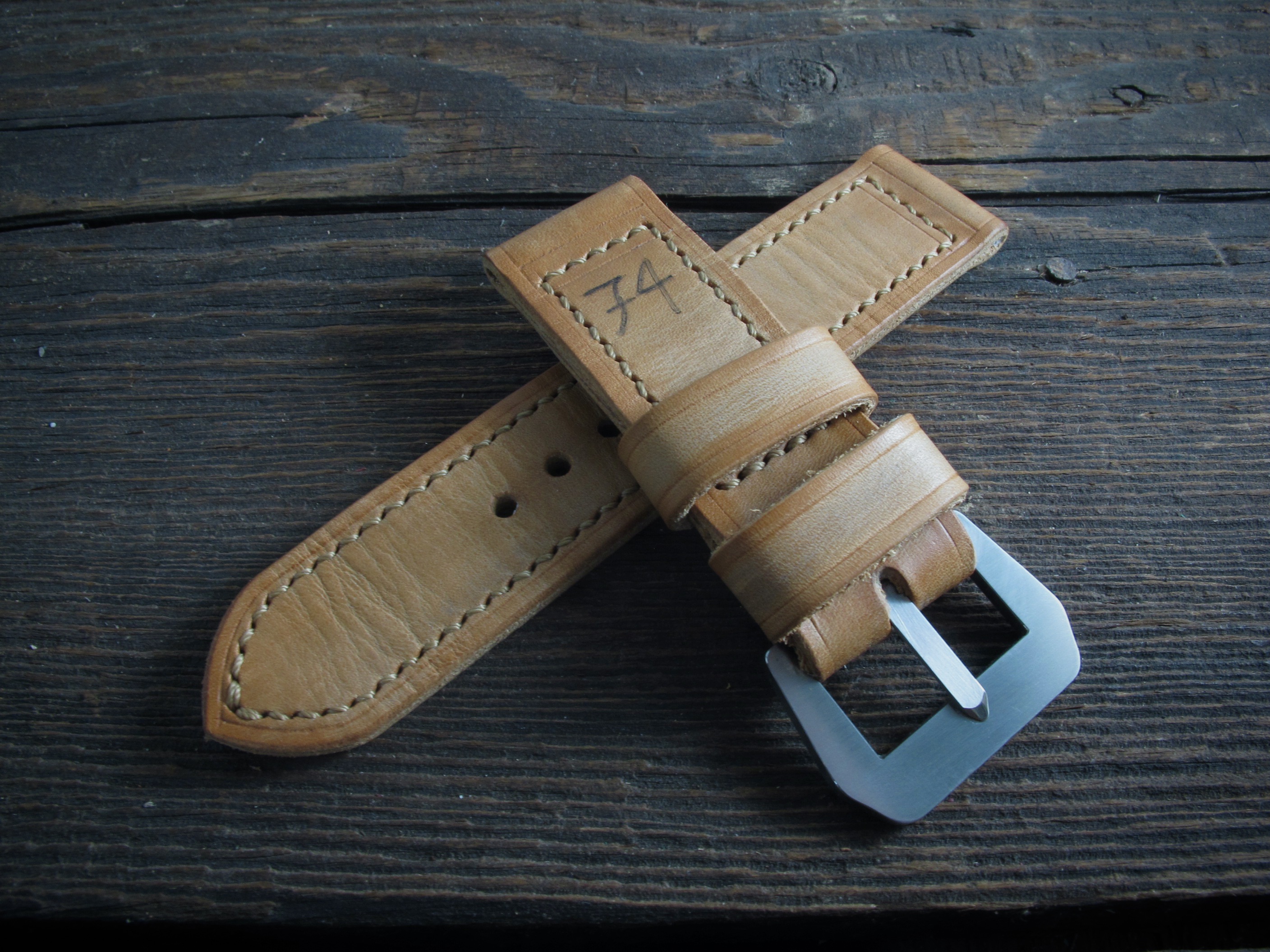"74" handmade leather strap