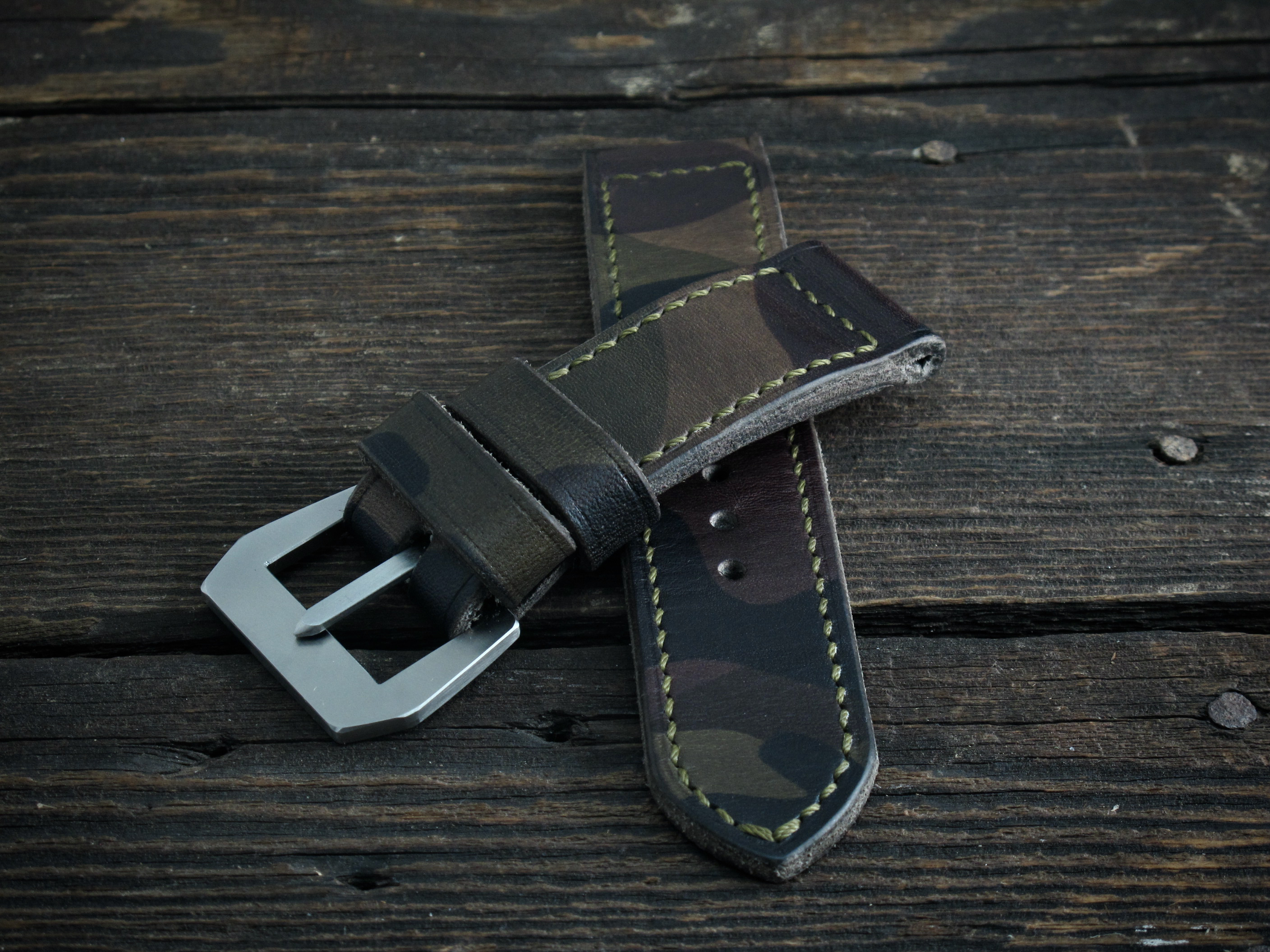 "Camo" handmade leather strap