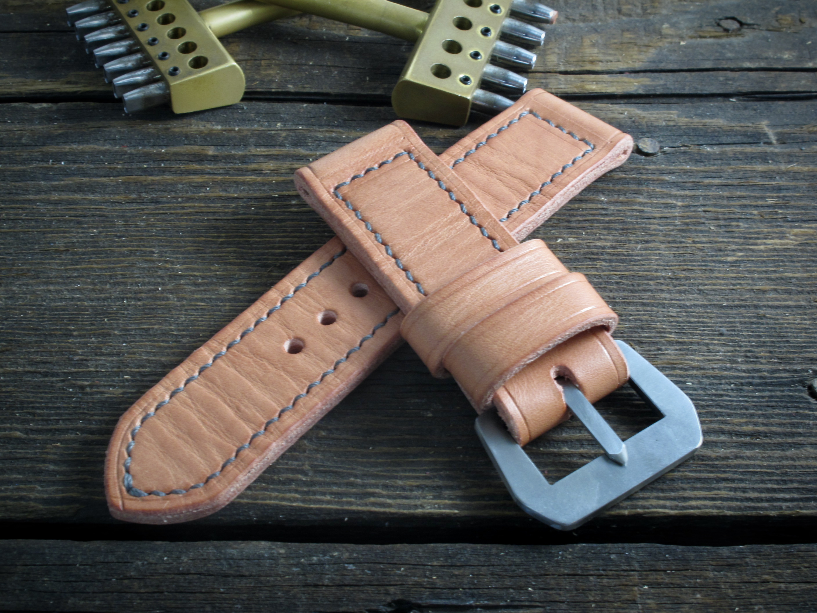 "Pink" handmade leather strap