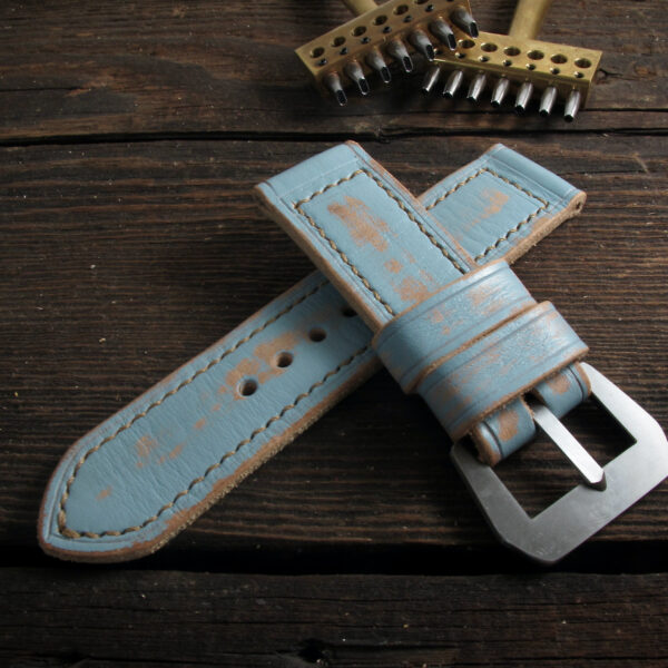 "Azzuro" handmade leather strap