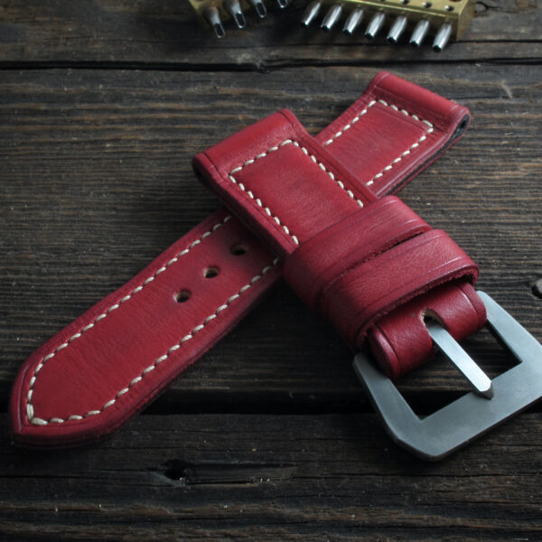 "Rosso" handmade leather strap