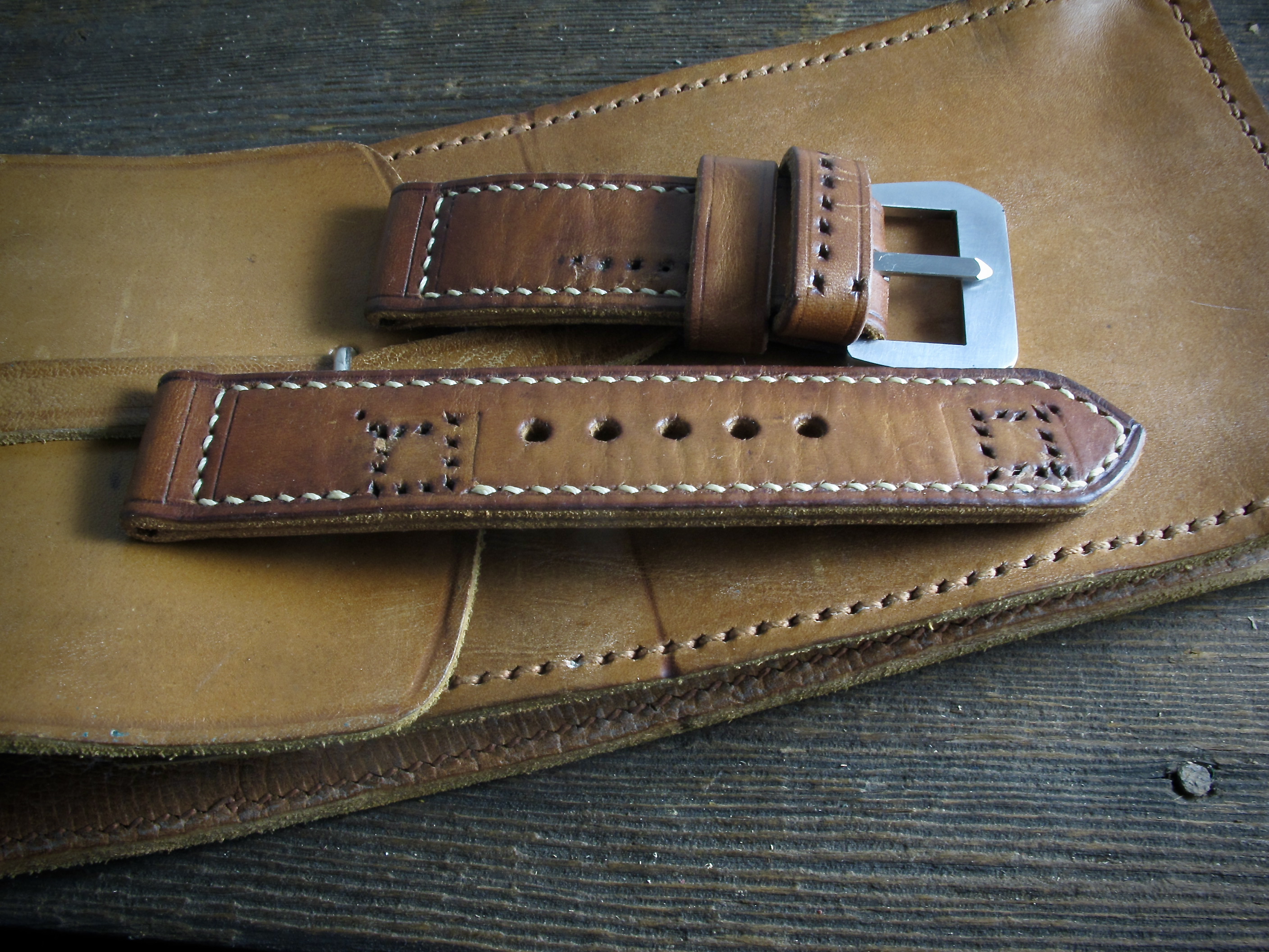 "French Ammo" handmade leather strap