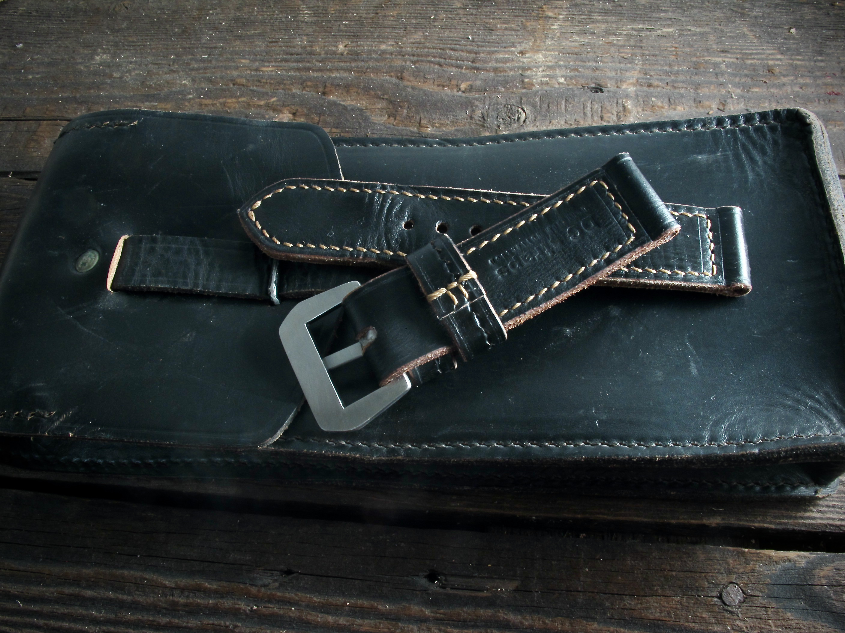 "French Ammo Black" handmade leather strap - Image 5