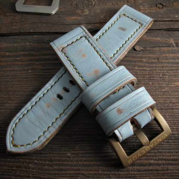 "Azzuro II" handmade leather strap