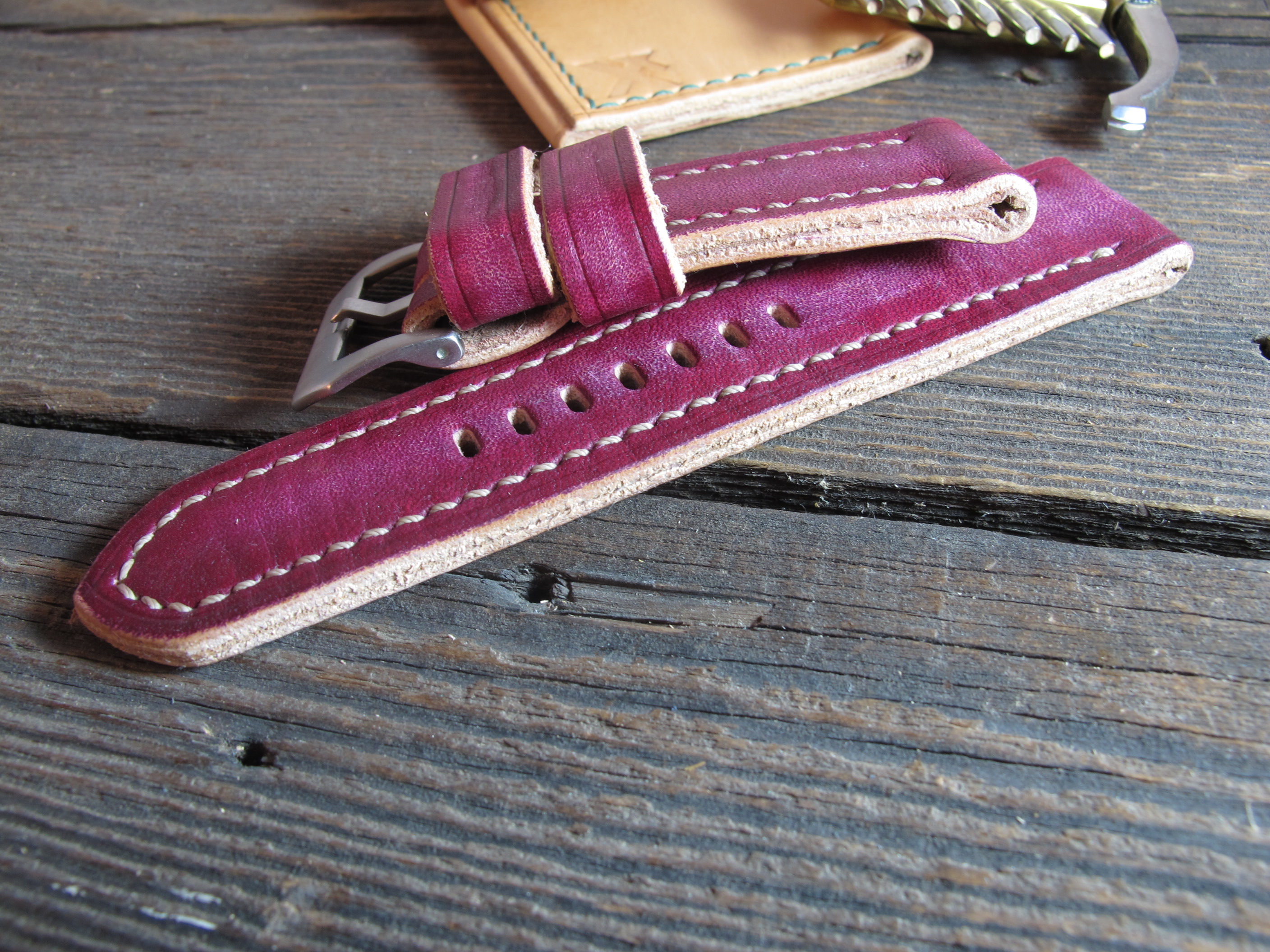 "Magenta" handmade leather strap - Image 4