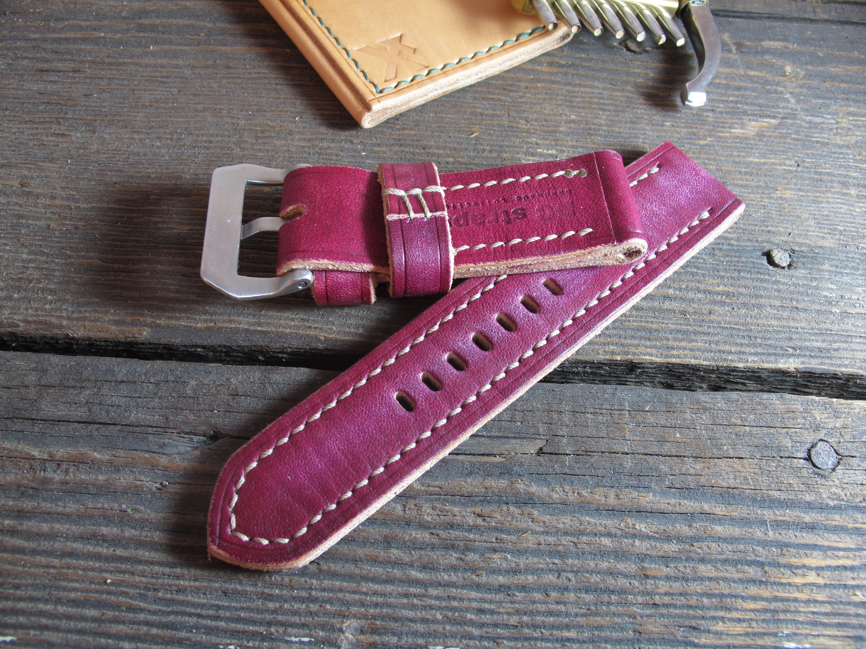 "Magenta" handmade leather strap - Image 5
