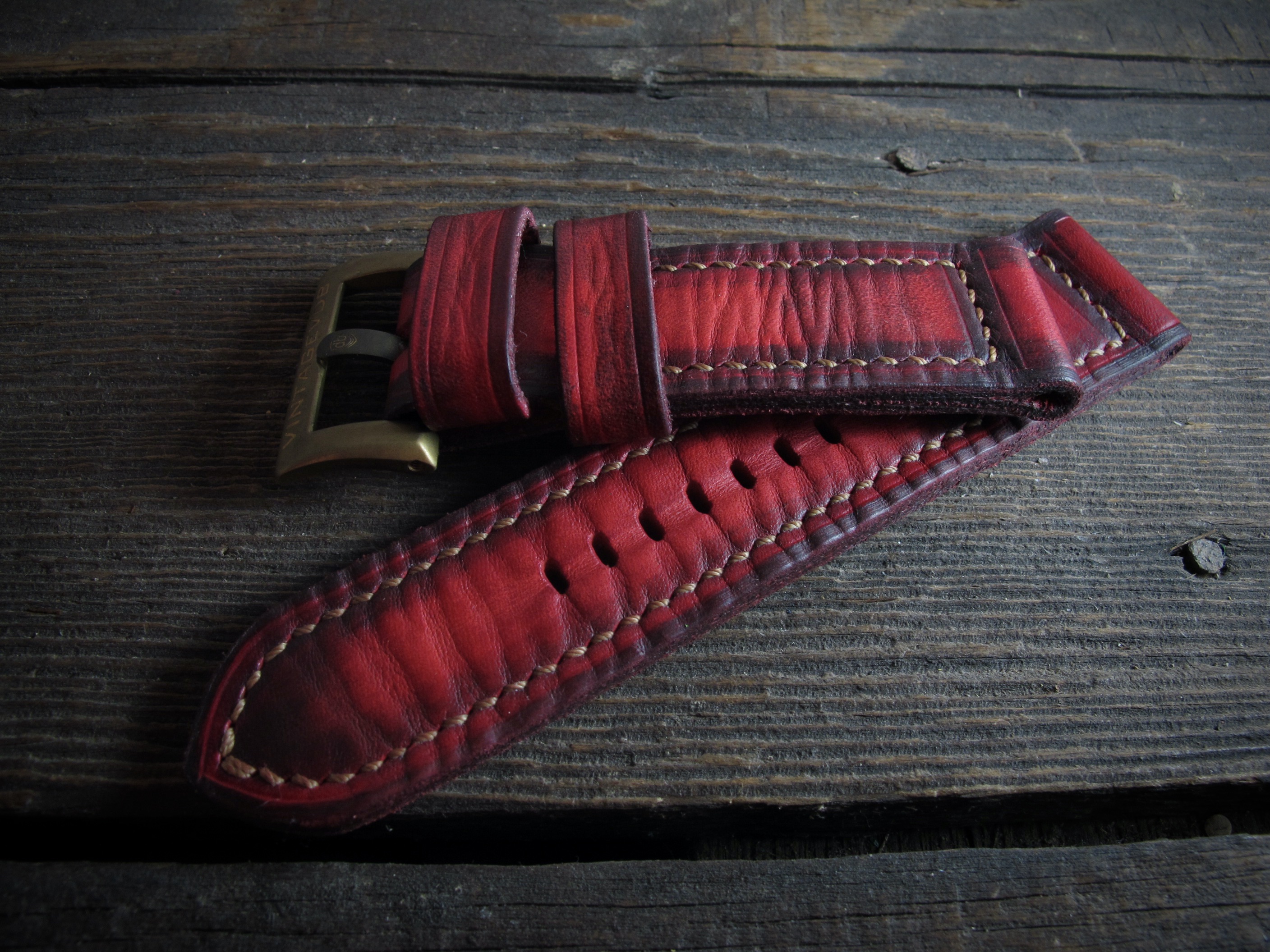 "RED X" handmade leather strap - Image 5