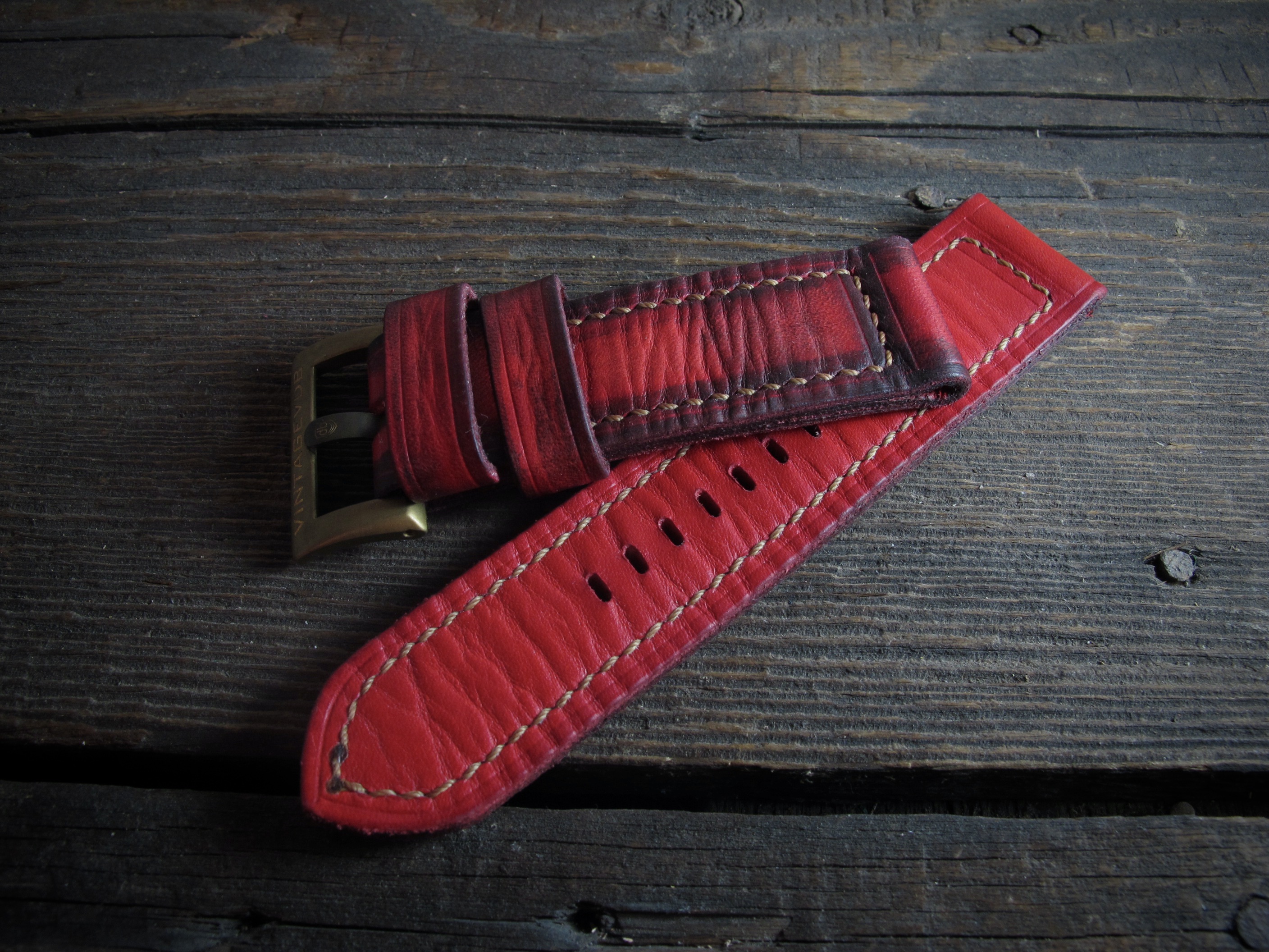 "RED X" handmade leather strap - Image 6