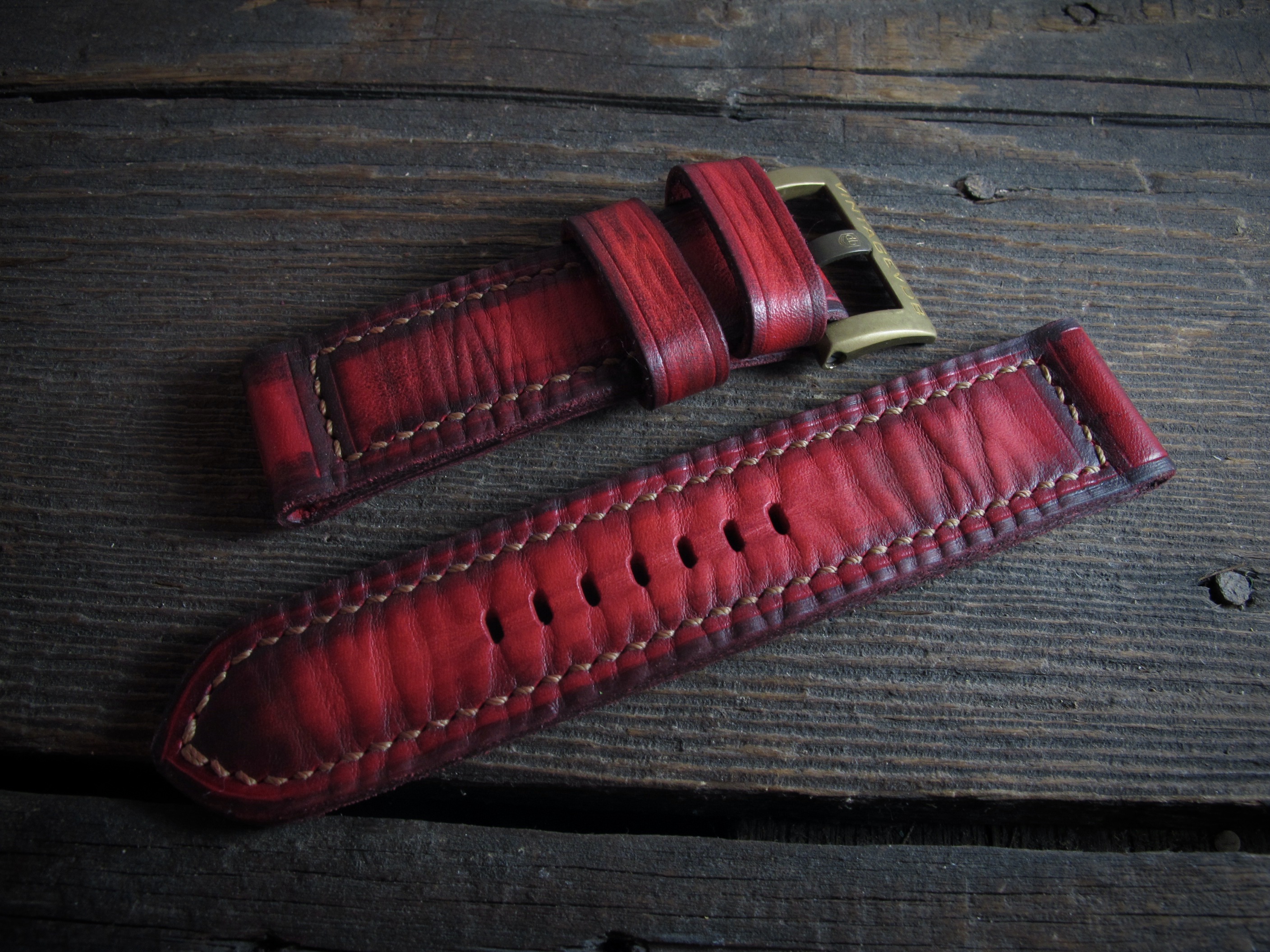 "RED X" handmade leather strap - Image 3