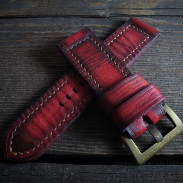 "RED X" handmade leather strap