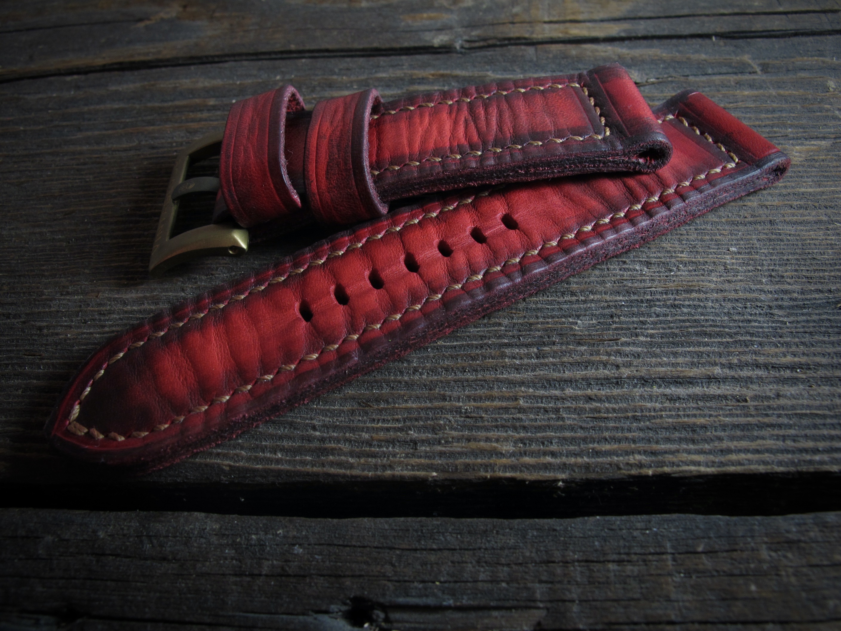 "RED X" handmade leather strap - Image 4