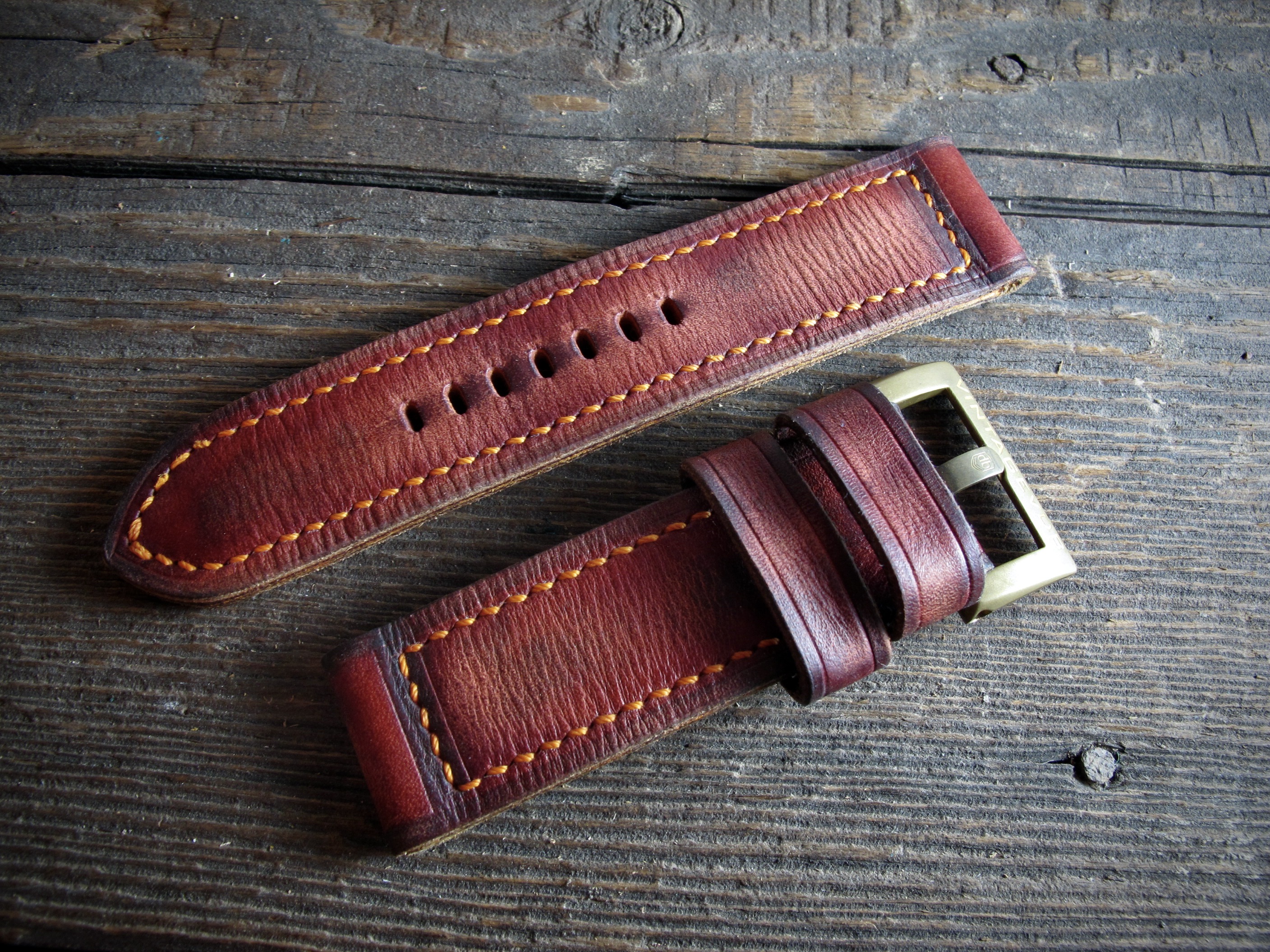 "Fieno X" Handmade Hay Brown Leather Strap - Image 2