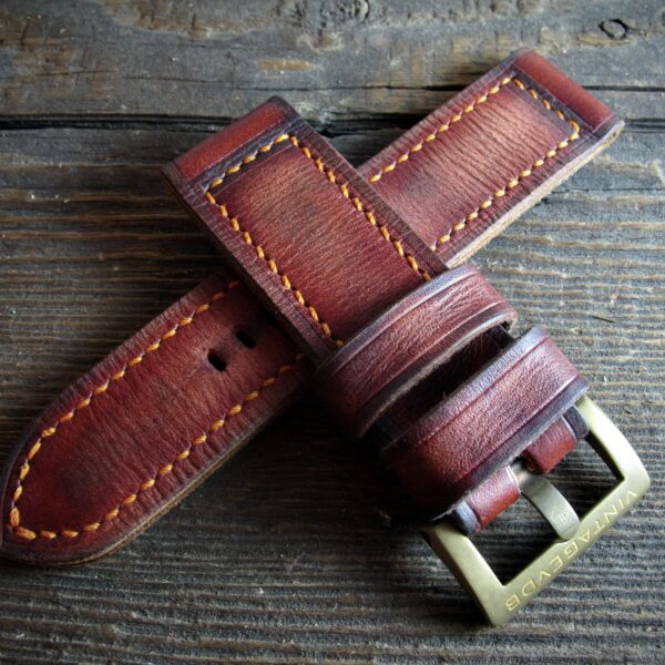 "Fieno X" Handmade Hay Brown Leather Strap