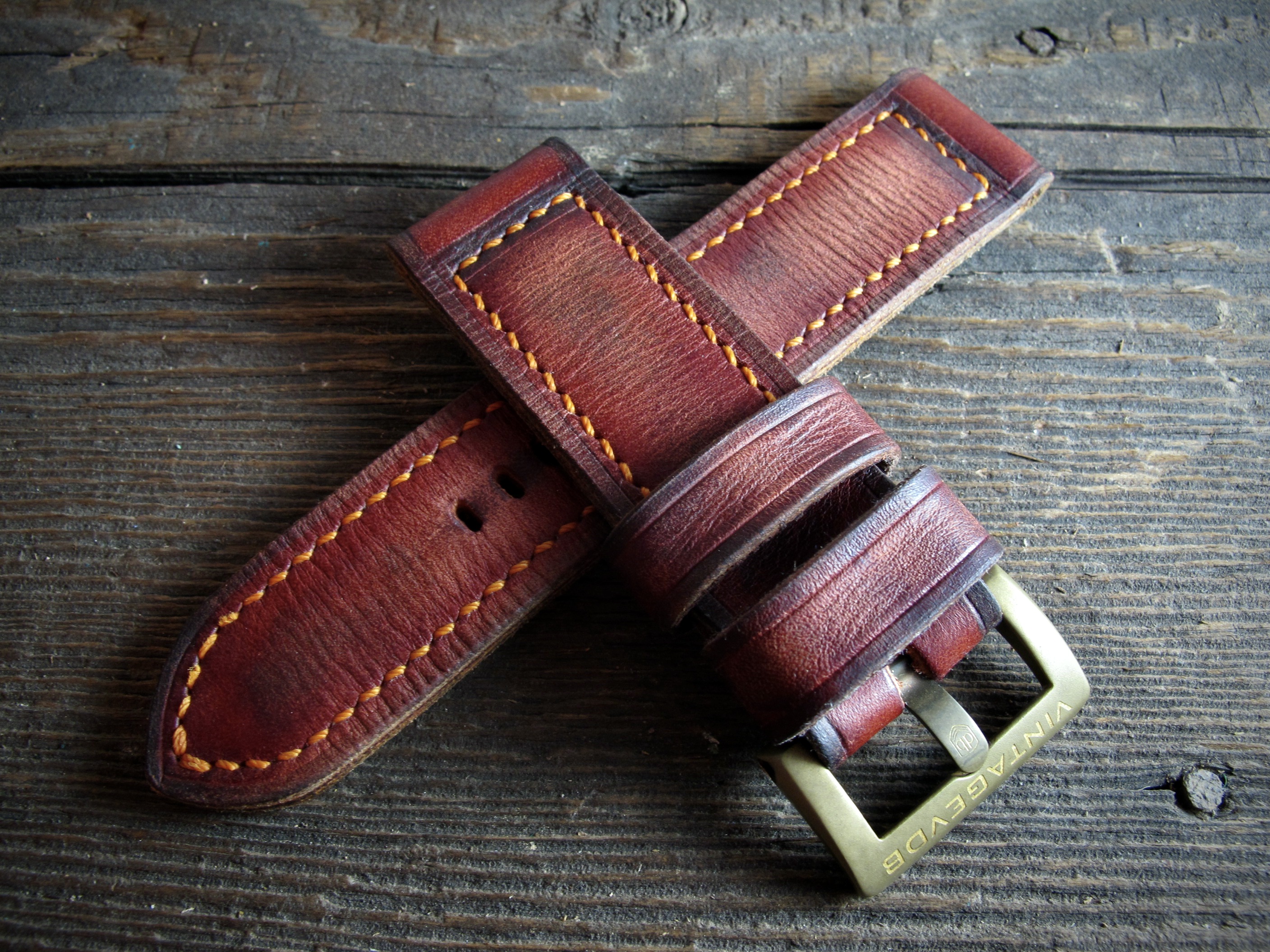 "Fieno X" Handmade Hay Brown Leather Strap