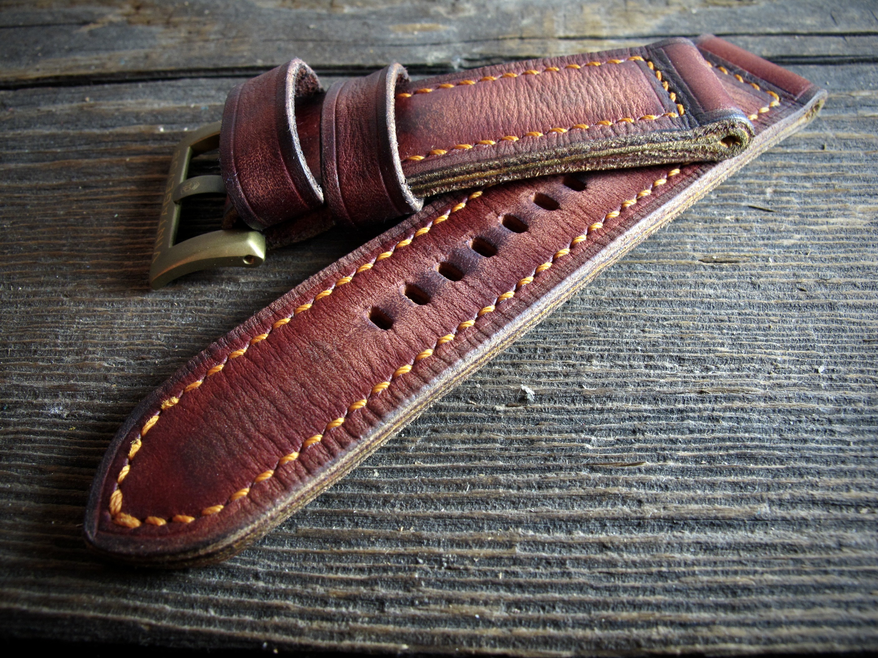 "Fieno X" Handmade Hay Brown Leather Strap - Image 4