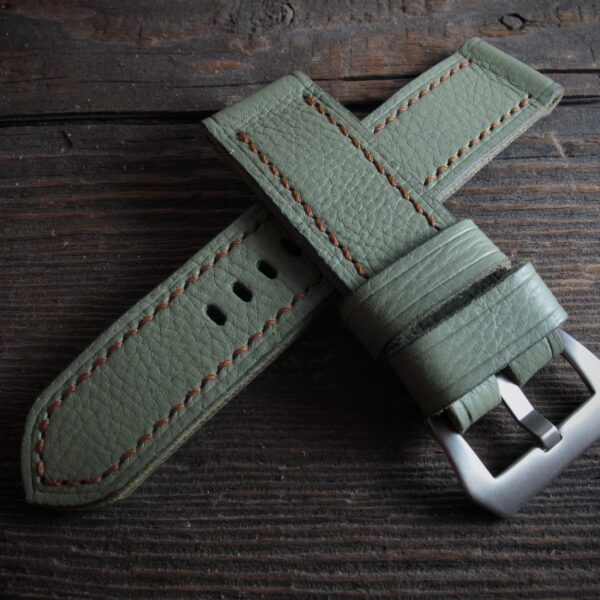 "LG-26" Handmade light green Leather Strap